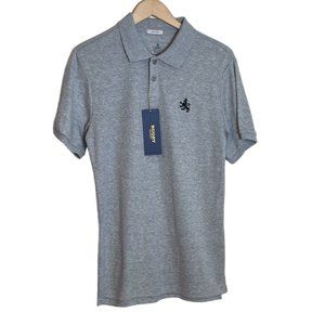 Rugby University Men's Gray Liquid Touch Short Sleeve‎ Polo Shirt Size S